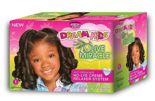 African Pride Dream Kids Olive Miracle No Lye Creme Relaxer System Regular - Beautiful Black Hair
