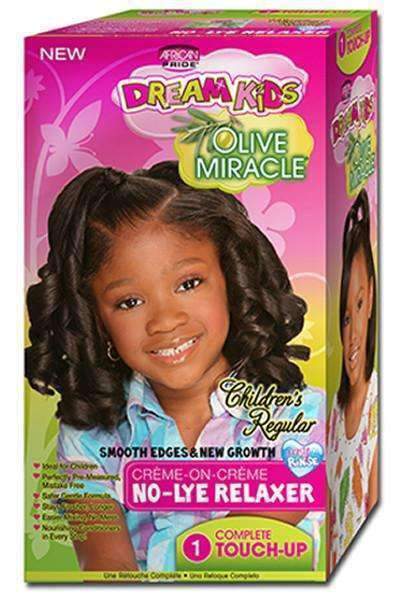 African Pride Dream Kids Olive Miracle No Lye Creme Relaxer 1 Touch Up Kit Regular - Beautiful Black Hair