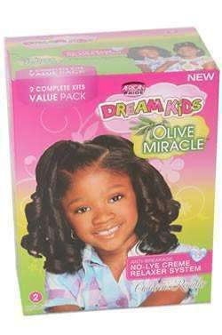 African Pride Dream Kids Olive Miracle No Lye Creme Relaxer 4 Touch Ups Kit Regular - Beautiful Black Hair