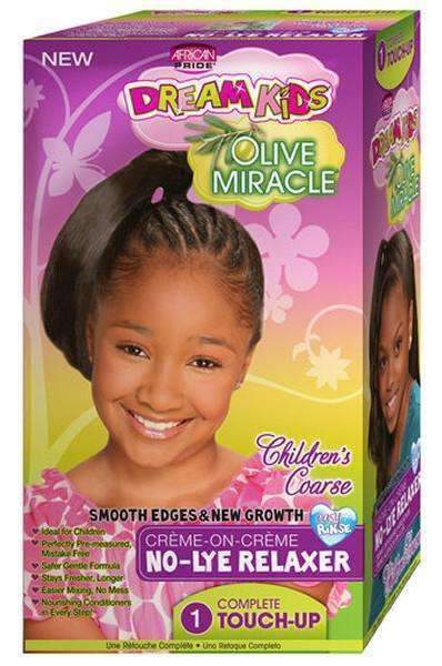 African Pride Dream Kids Olive Miracle No Lye Creme Relaxer 1 Touch Up Kit Coarse - Beautiful Black Hair