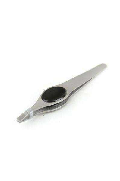 Square Tip Tweezer w/ Rubber - Beautiful Black Hair