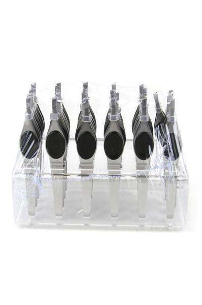 Slant Tip Tweezer w/ Rubber 24 Pack - Beautiful Black Hair