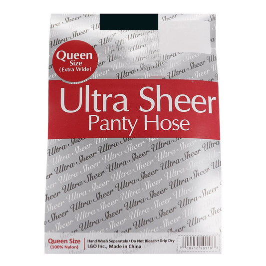 Queen Size Ultra Sheer Panty Hose 6pk - Off Black