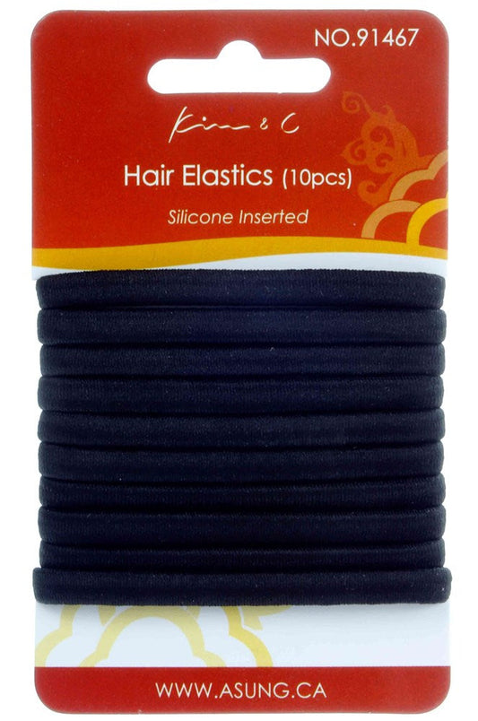 10pcs Silicone Hair Elastic Band Ponytailers Black