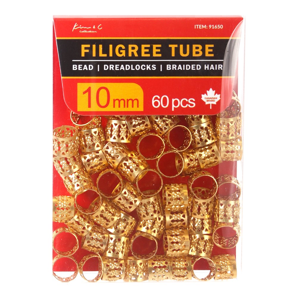 60 Gold Filigree Tubes - 10mm