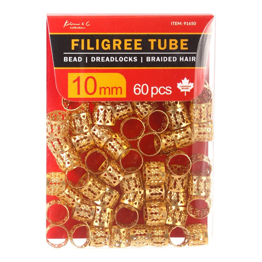 60 Gold Filigree Tubes - 10mm