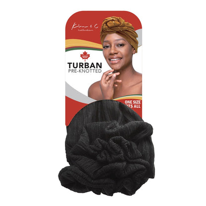 Premium Ribbed Georgette Style Pre-Knotted Turban - Black #92800