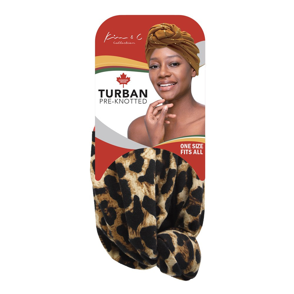 Premium Animal Pattern Pre-Knotted Turban - Brown #92812