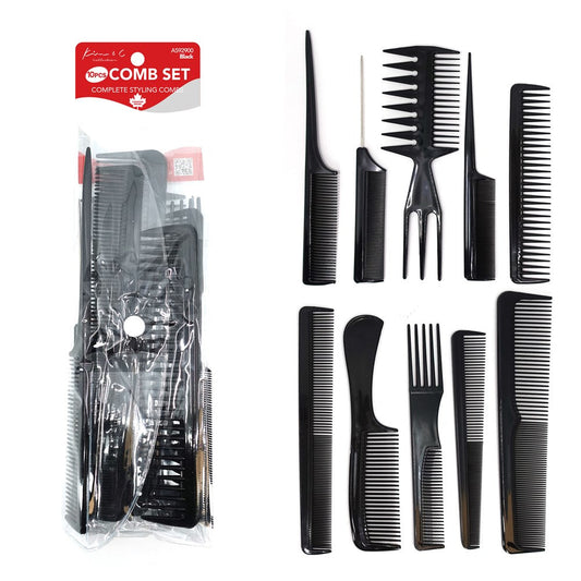Kim & C 10pcs Comb Set - Black #92900