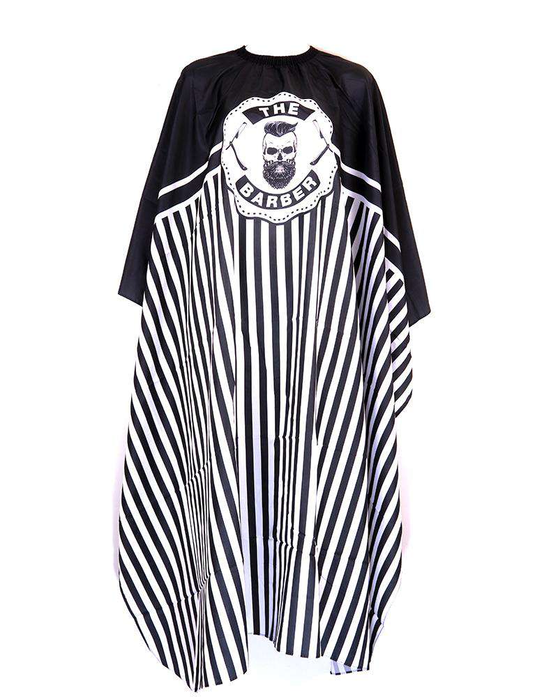 High Quality Cutting Cape with Hook #Barber Man Black & White Stripe - Beautiful Black Hair