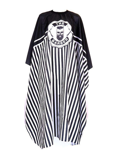 High Quality Cutting Cape with Hook #Barber Man Black & White Stripe - Beautiful Black Hair