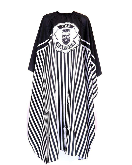 High Quality Cutting Cape with Hook #Barber Man Black & White Stripe - Beautiful Black Hair