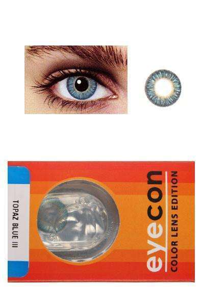 Eyecon Colour Lenses - 3 Tone Topaz Blue - Beautiful Black Hair
