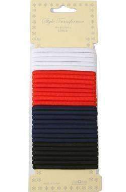 27pcs Ponytail Holders Black, White, Navy & Red - Beautiful Black Hair