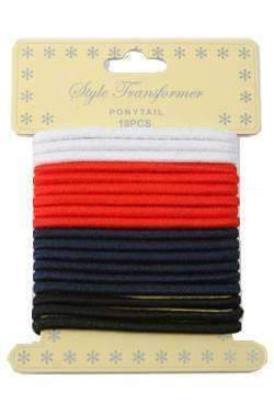 18pcs Ponytail Holders Black, White, Navy & Red (Old Packaging) - Beautiful Black Hair