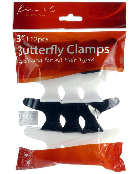 3" Butterfly Clamps - Black & White - Beautiful Black Hair