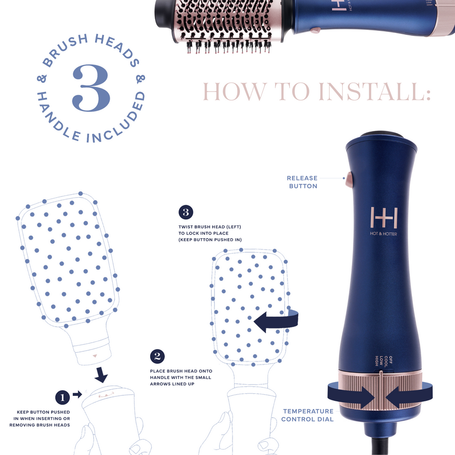 Hot & Hotter All-In-One Interchangeable Hair Dryer Brush #5913