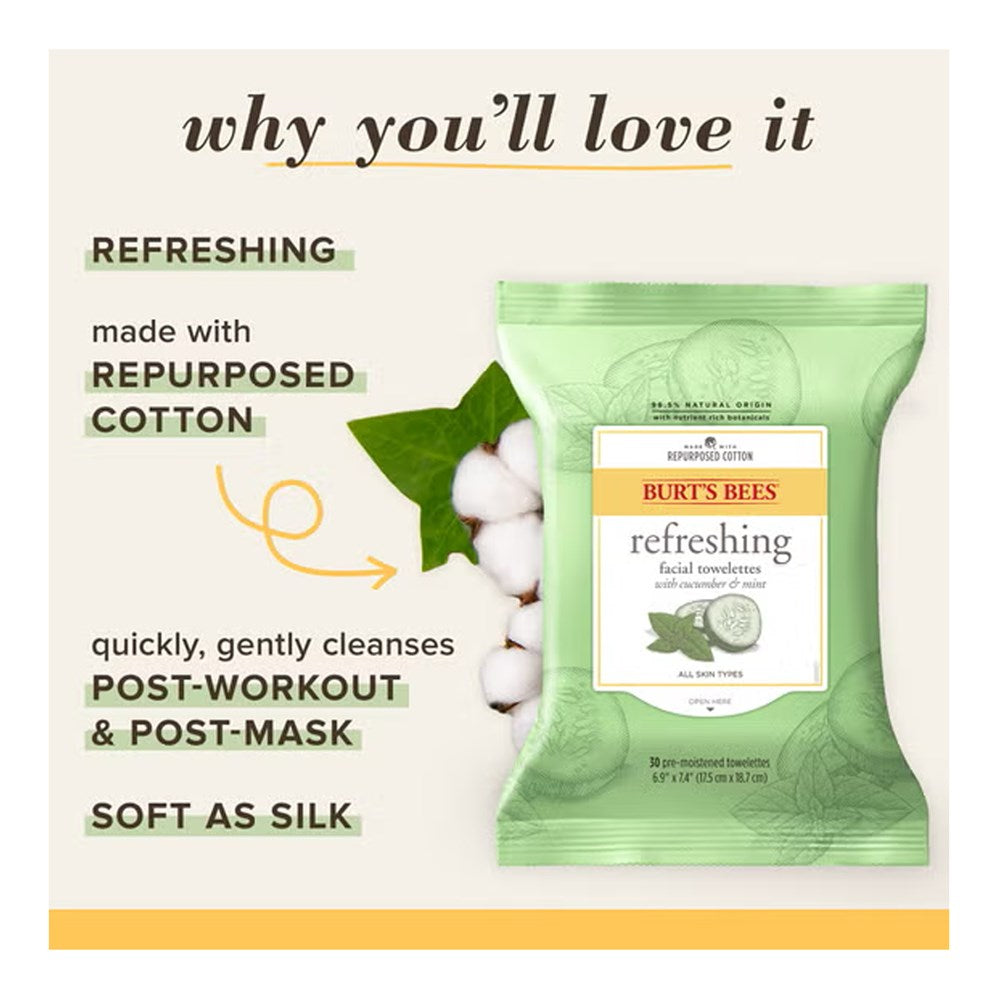 Burt's Bees Refreshing Facial Towelettes - Cucumber & Mint