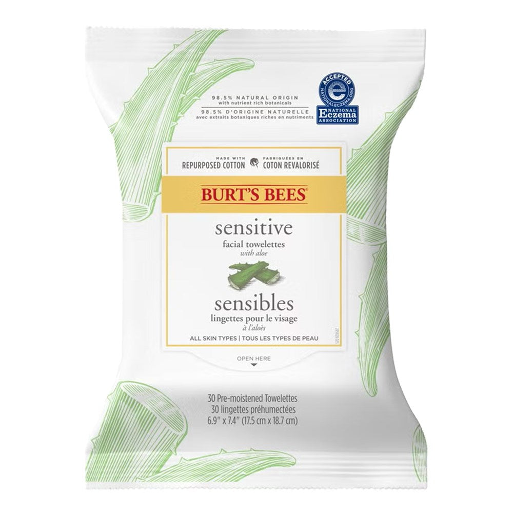 Burt's Bees Sensitive Facial Towelettes - 30 ack