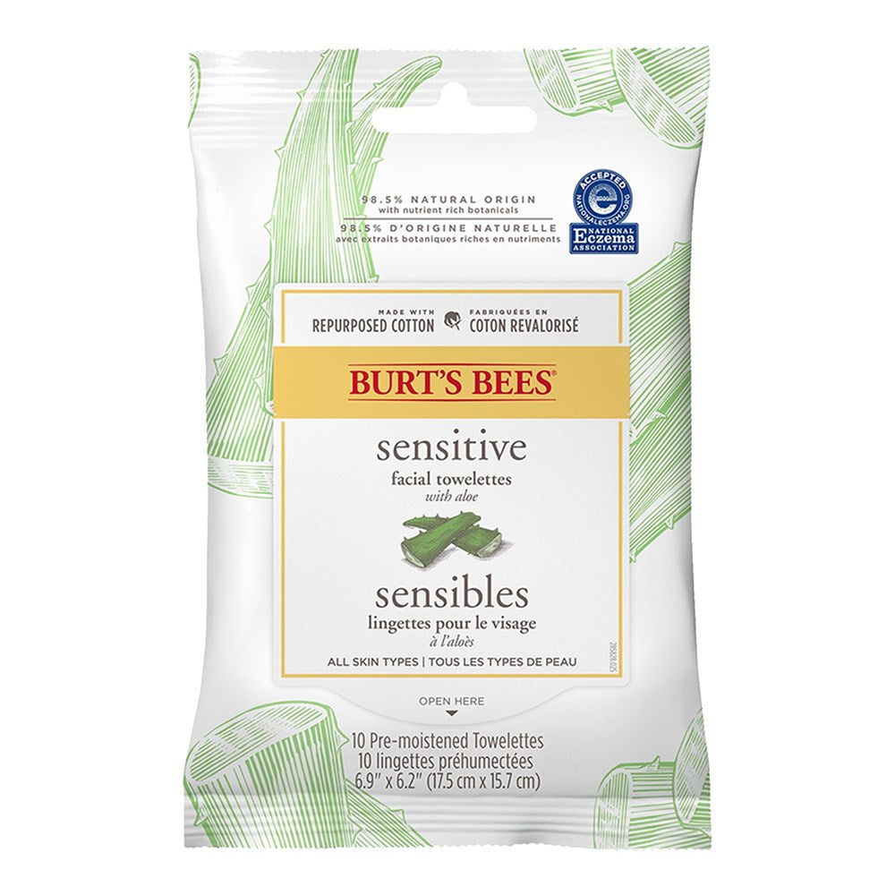 Burt's Bees Sensitive Facial Towelettes - 10 Pack