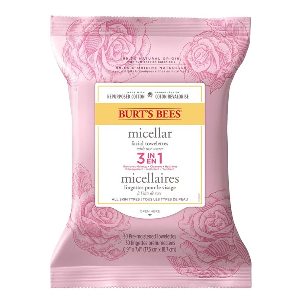 Burt's Bees 3-in-1 Micellar Cleansing Towelettes - Rose Water
