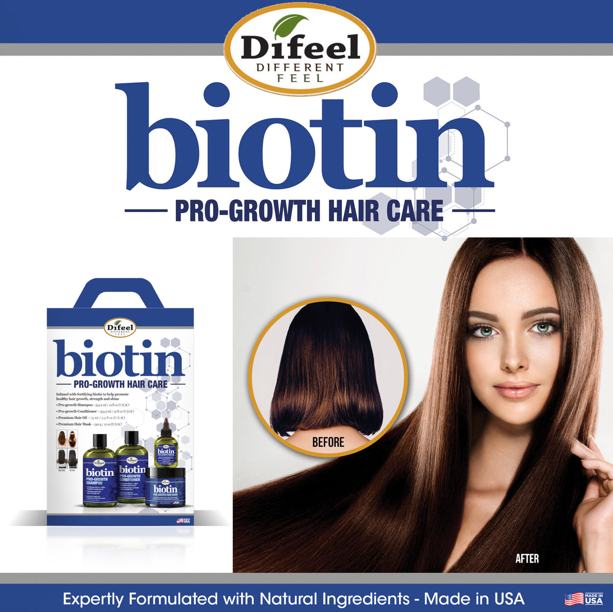 Difeel Biotin Pro-Growth Shampoo 12oz