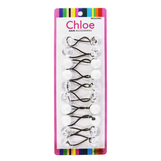 Chloe Hair Baubles - White & Clear #BR2620WC $0.99