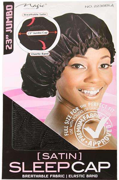 Magic Collection Satin Sleep Cap Black Jumbo #2238BLA Black - Beautiful Black Hair