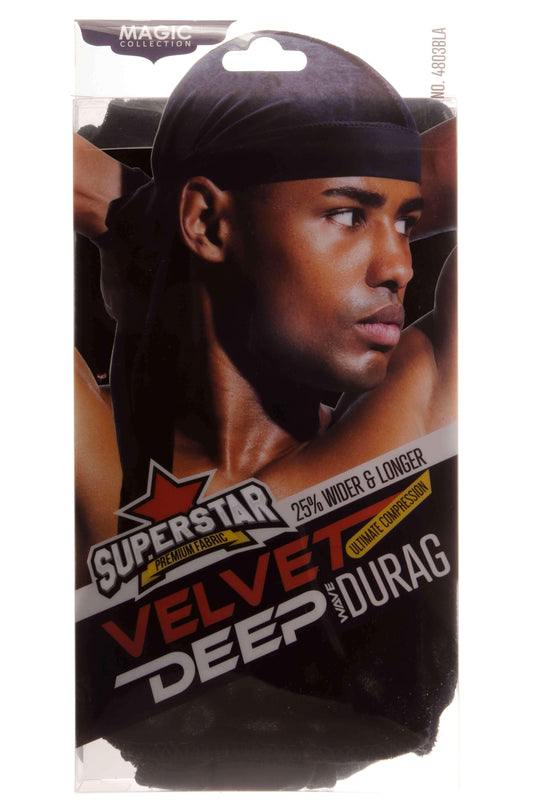Magic Collection Velvet Durag Black #4803 Black - Beautiful Black Hair