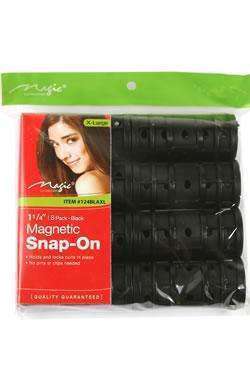 Magic Collection Extra Large Snap On Magnetic Rollers 1¼" Black - Beautiful Black Hair