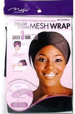 Magic Collection Deluxe Foam Mesh Wrap #2018BLA Black - Beautiful Black Hair