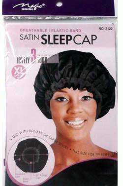 Magic Collection Extra Large Satin Sleep Cap #2122BLA Black - Beautiful Black Hair