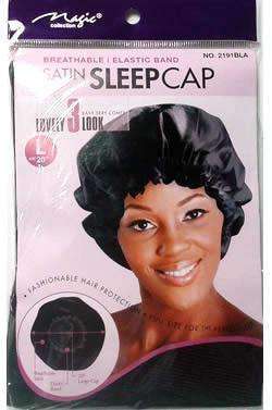 Magic Collection Large Satin Sleep Cap #2191BLA Black - Beautiful Black Hair