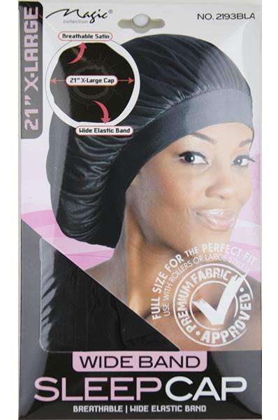 Magic Collection Wide Band Sleep Cap Large #2192BLA Black - Beautiful Black Hair