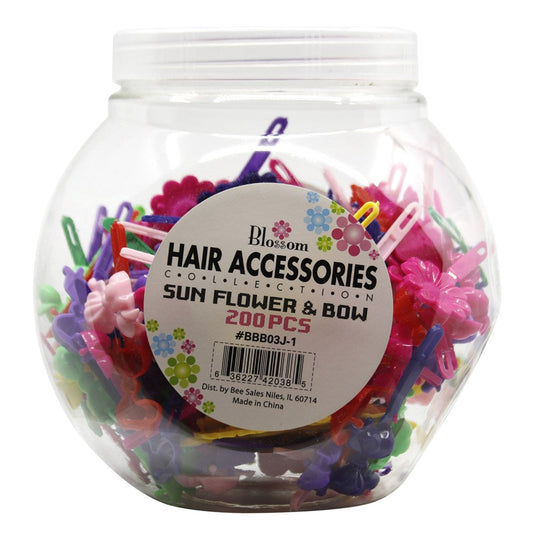 Magic Collection Sunflowers & Bows Hair Barrettes Jar of 200 - Assorted #BBB03J-1