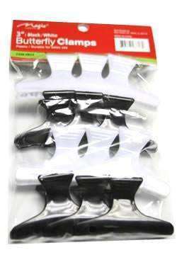 Magic Collection Butterfly Clamp 3" - Black & White - Beautiful Black Hair