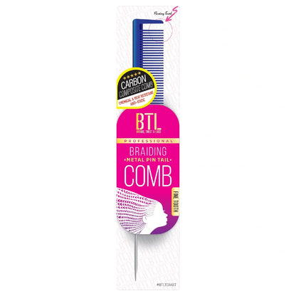 BTL Braiding Metal Pin Tail Fine Tooth Comb - Blue