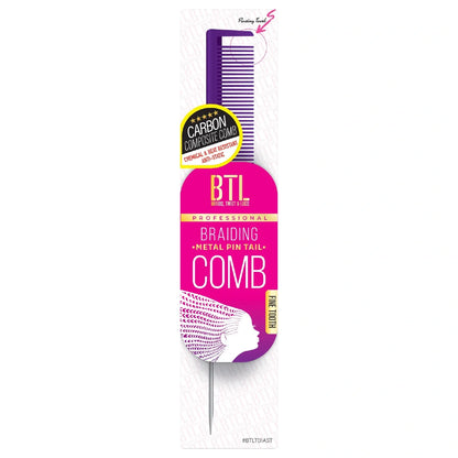BTL Braiding Metal Pin Tail Fine Tooth Comb - Purple