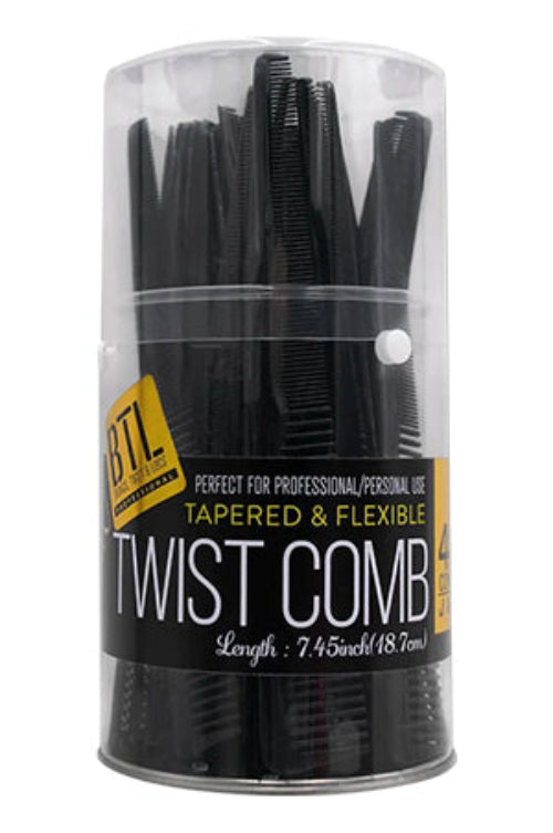 BTL Professional Tapered & Flexible Twist Combs Black