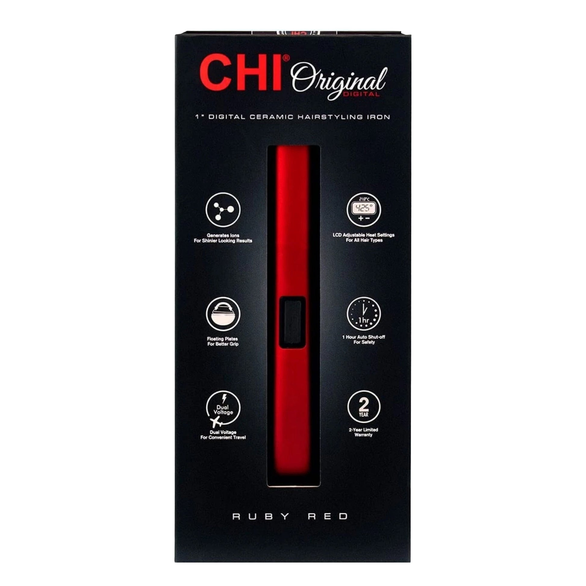 CHI Original 1" Digital Ceramic Hairstyling Iron - Ruby Red