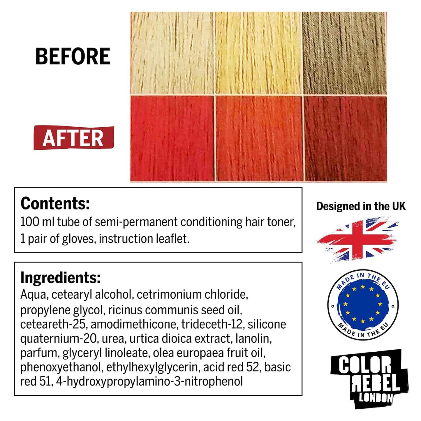 Color Rebel London Semi-Permanent Conditioning Hair Toner - Be Red