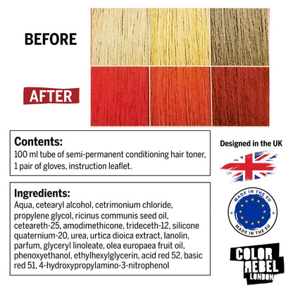 Color Rebel London Semi-Permanent Conditioning Hair Toner - Be Red