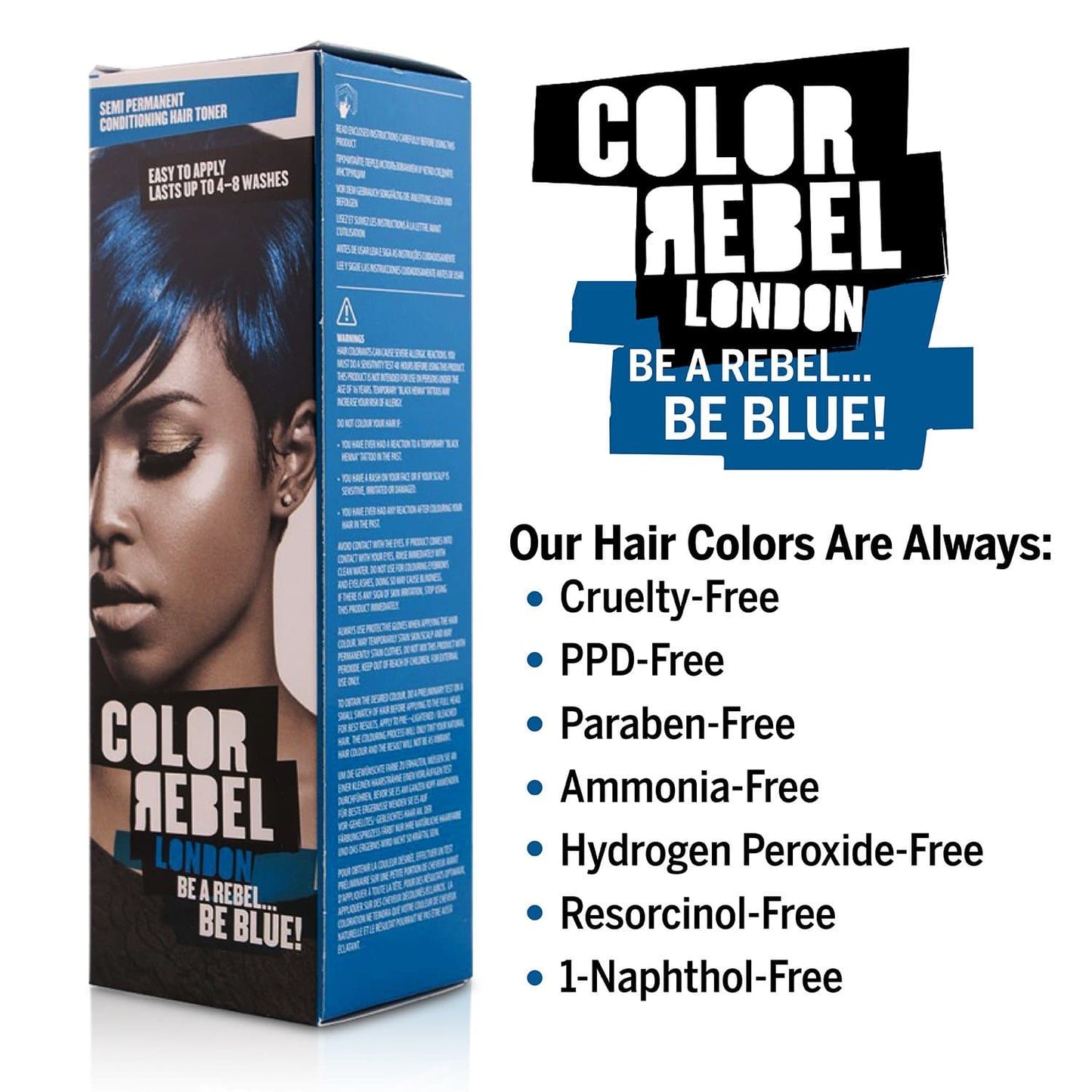 Color Rebel London Semi-Permanent Conditioning Hair Toner - Be Blue