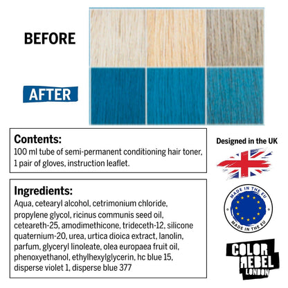 Color Rebel London Semi-Permanent Conditioning Hair Toner - Be Blue