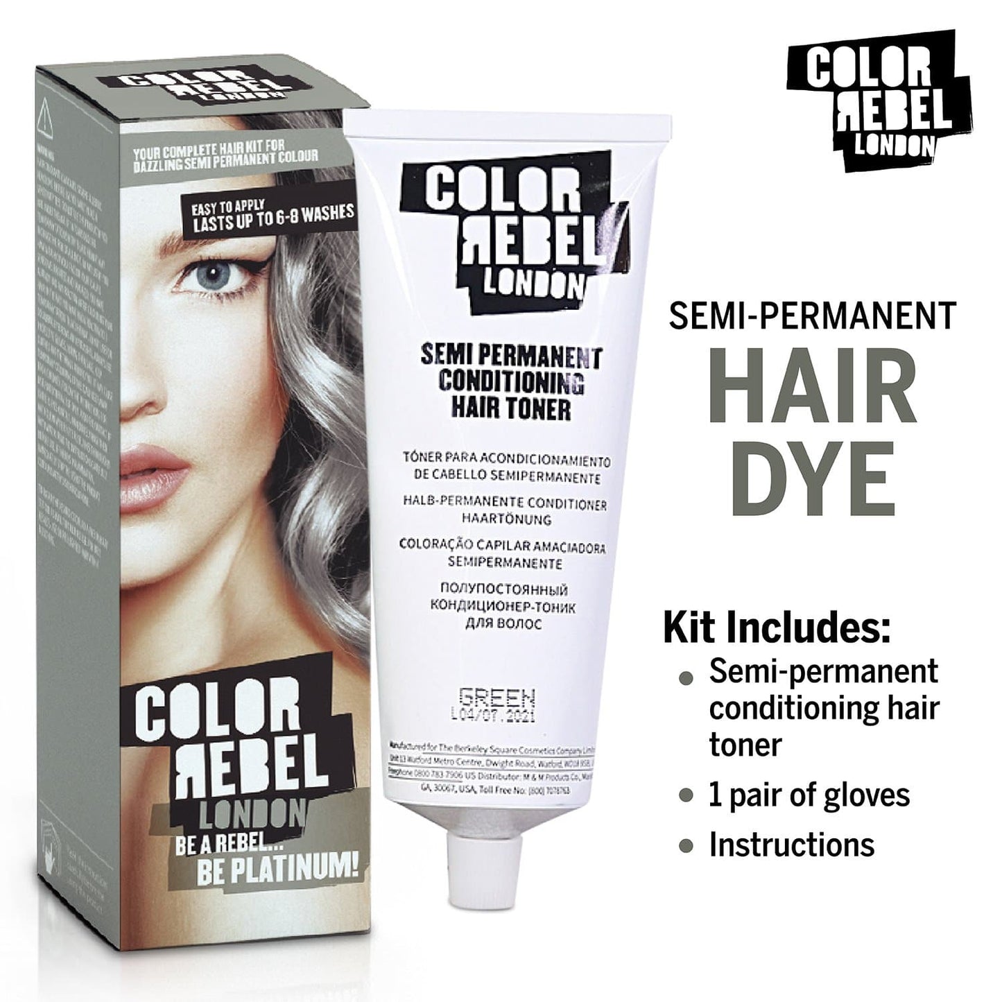 Color Rebel London Semi-Permanent Conditioning Hair Toner - Be Platinum