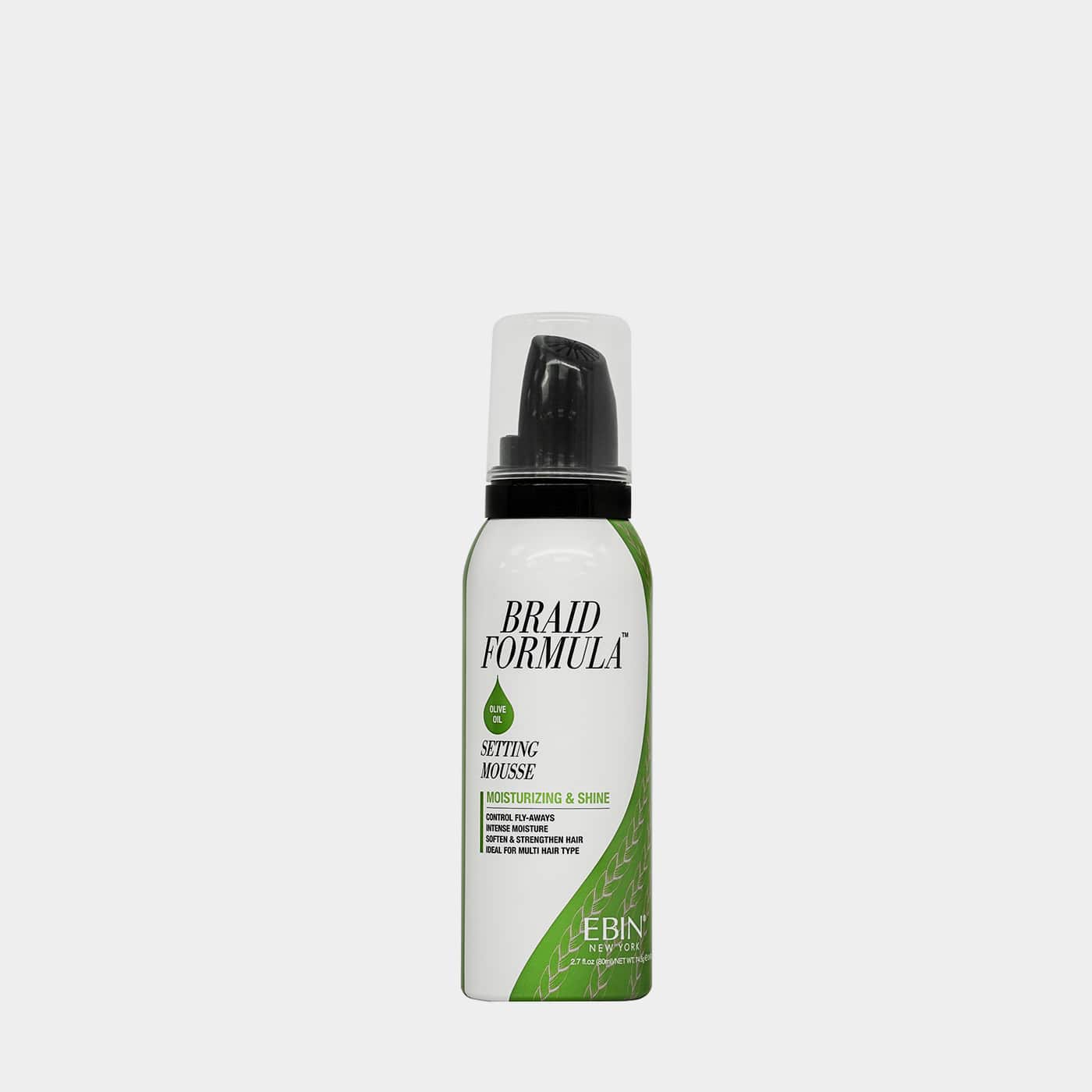 EBIN Braid Formula Moisturizing & Shine Setting Mousse - Olive 2.7oz