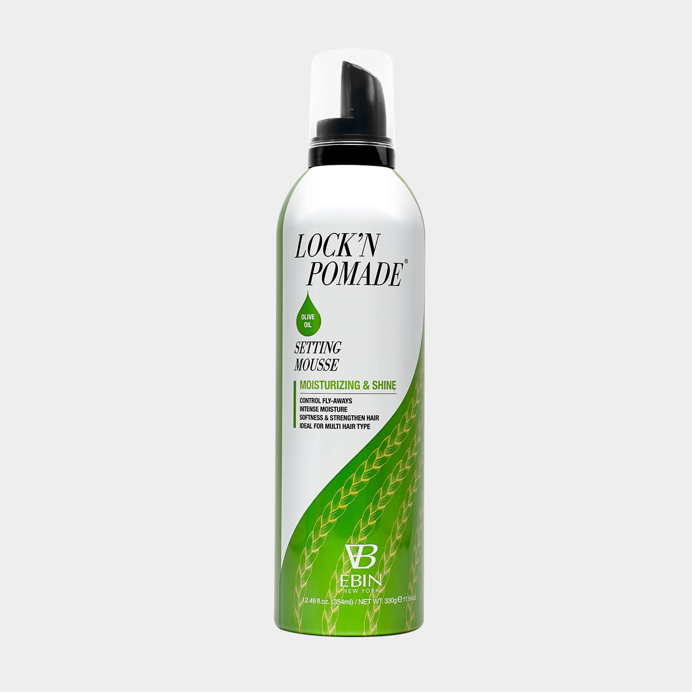 EBIN Braid Formula Moisturizing & Shine Setting Mousse - Olive 12.49oz