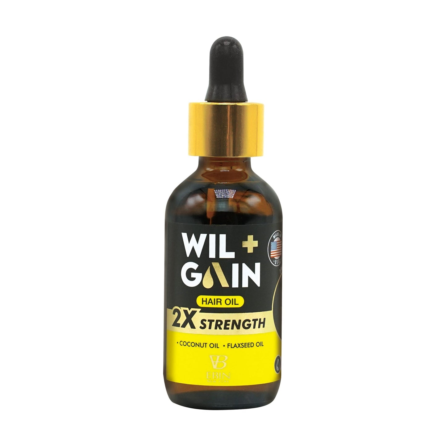 EBIN Wil+Gain 2X Strength Hair Oil - Moisturizing w/ Coconut + Flaxseed Oil
