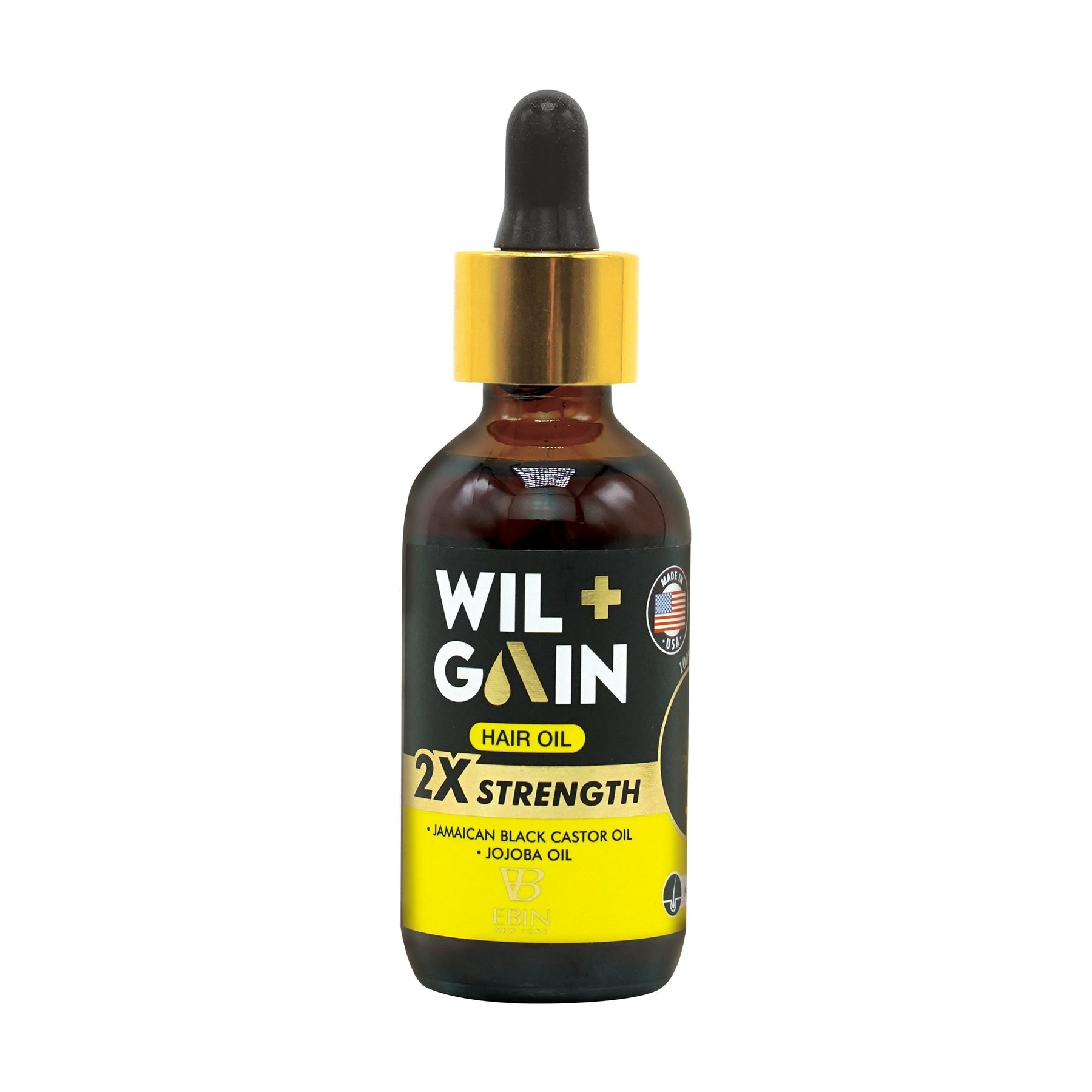 EBIN Wil+Gain 2X Strength Hair Oil - Anti-Breakage w/ Jamaican Black Castor + Jojoba Oil