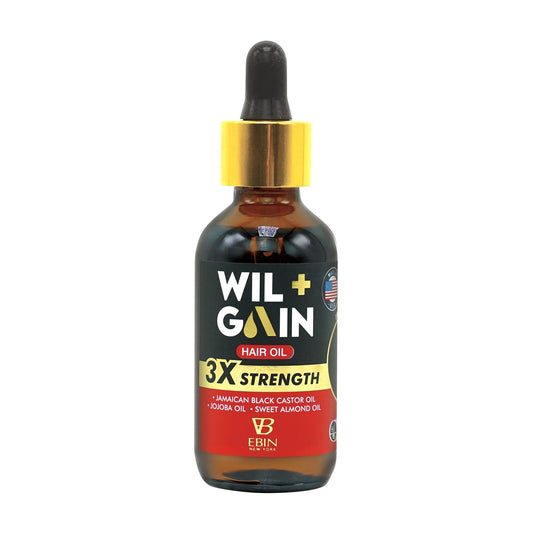 EBIN Wil+Gain 3X Strength Hair Oil - Nourishing & Anti-Breakage w/ Jamaican Black Castor + Jojoba + Sweet Almond Oil